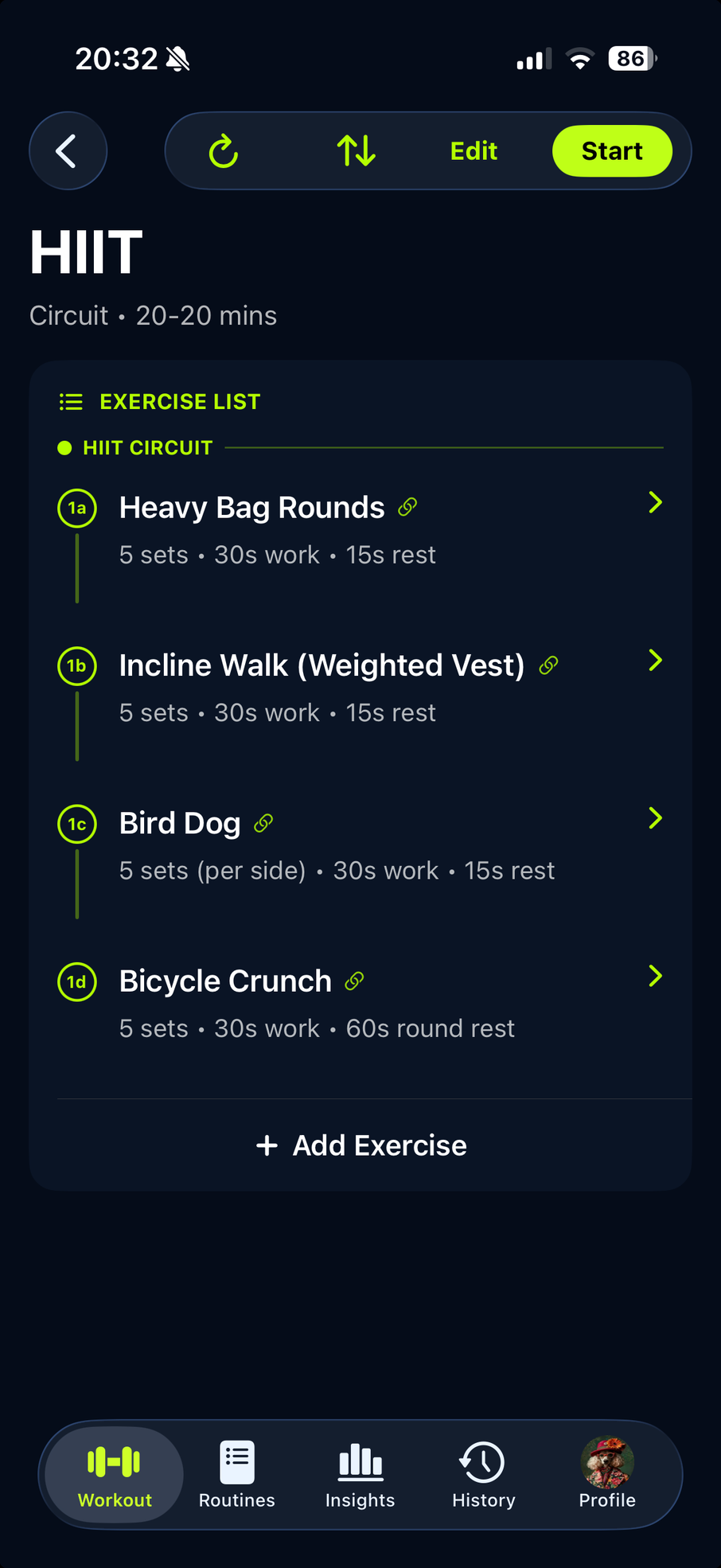 HIIT workout in Dark with Heavy Bag Rounds, Incline Walk, Bird Dog and Bicycle Crunch